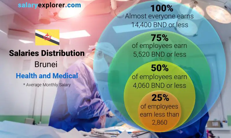 Median and salary distribution Brunei Health and Medical monthly