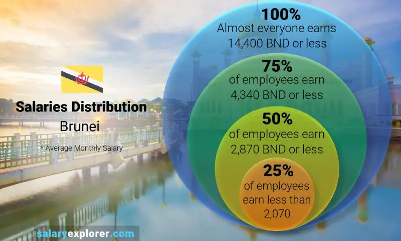 Median and salary distribution Brunei monthly