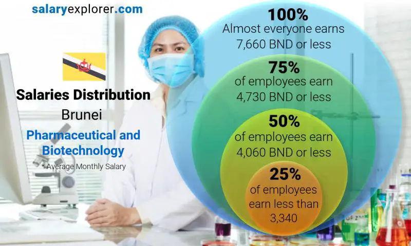 Median and salary distribution Brunei Pharmaceutical and Biotechnology monthly