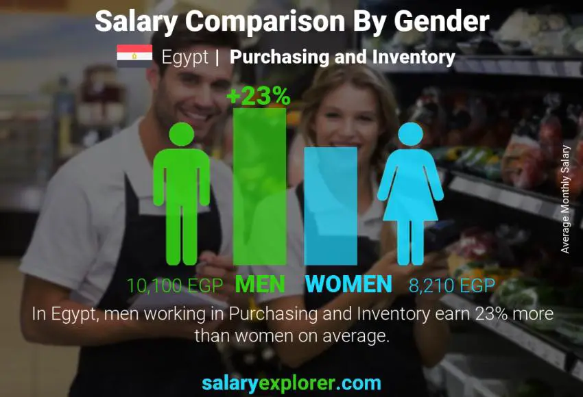 Salary comparison by gender Egypt Purchasing and Inventory monthly