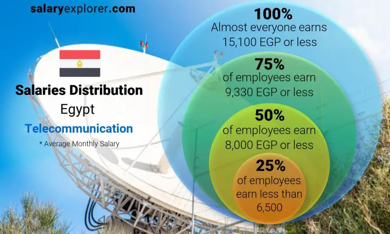Median and salary distribution Egypt Telecommunication monthly