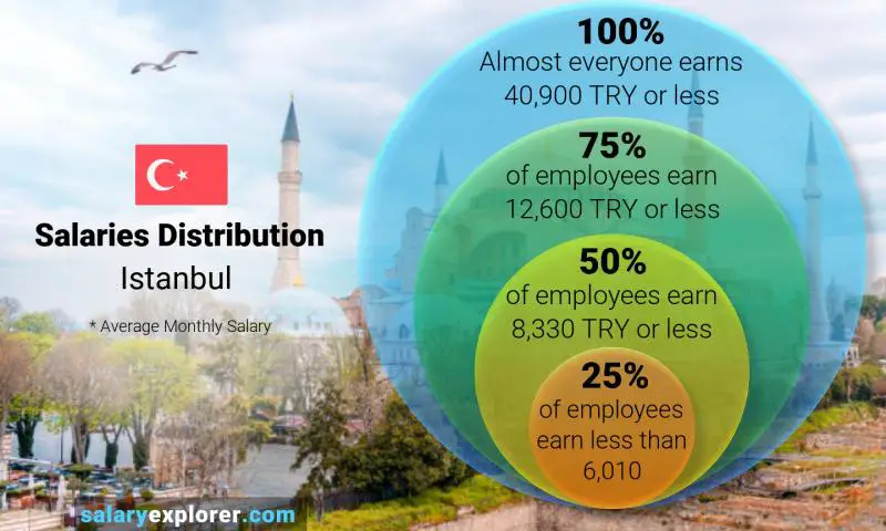Median and salary distribution Istanbul monthly