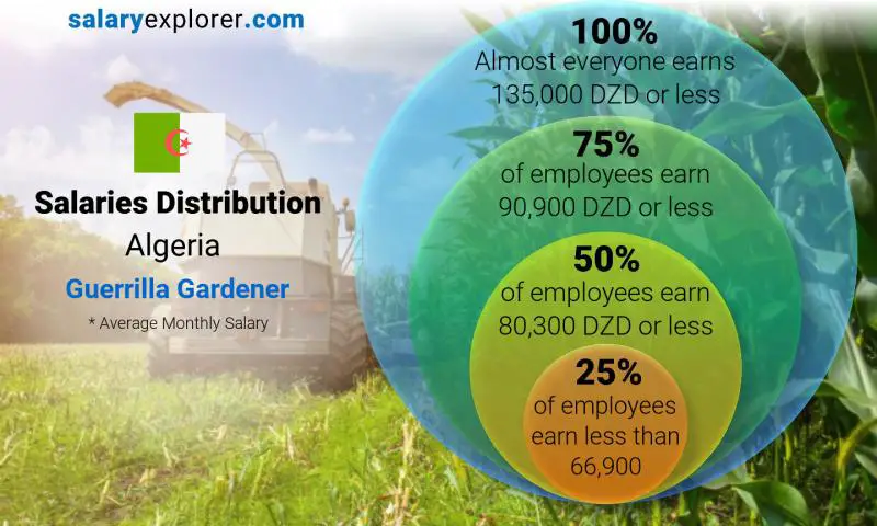 Median and salary distribution Algeria Guerrilla Gardener monthly