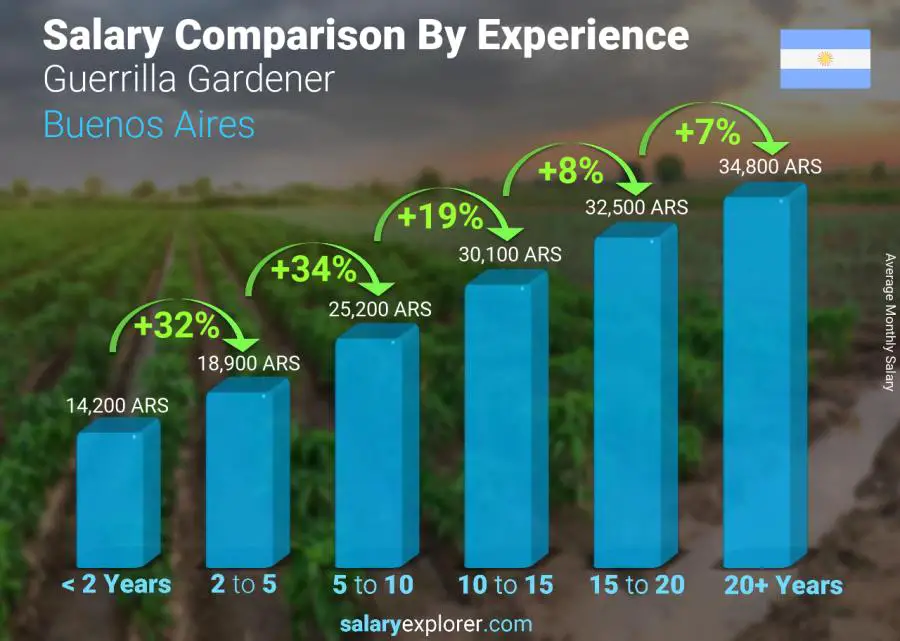 Salary comparison by years of experience monthly Buenos Aires Guerrilla Gardener