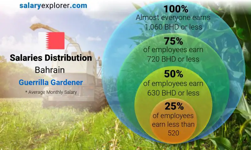 Median and salary distribution Bahrain Guerrilla Gardener monthly