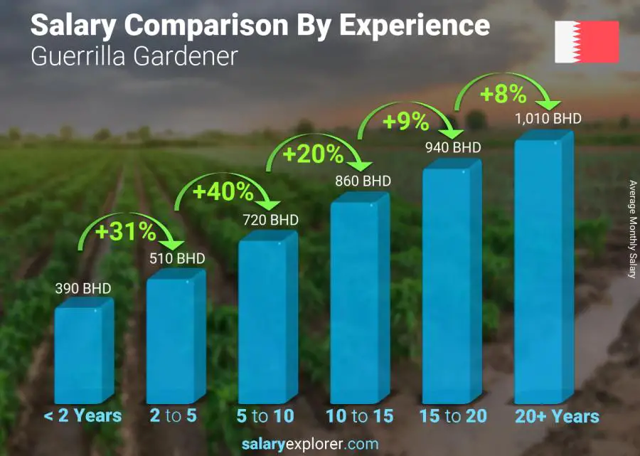 Salary comparison by years of experience monthly Bahrain Guerrilla Gardener