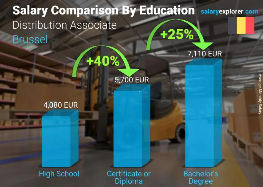 Salary comparison by education level monthly Brussel Distribution Associate