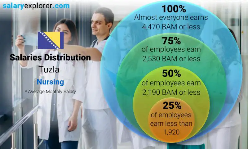 Median and salary distribution Tuzla Nursing monthly