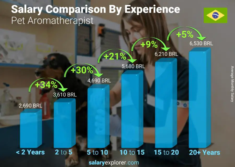 Salary comparison by years of experience monthly Brazil Pet Aromatherapist