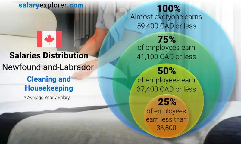 Median and salary distribution Newfoundland-Labrador Cleaning and Housekeeping yearly