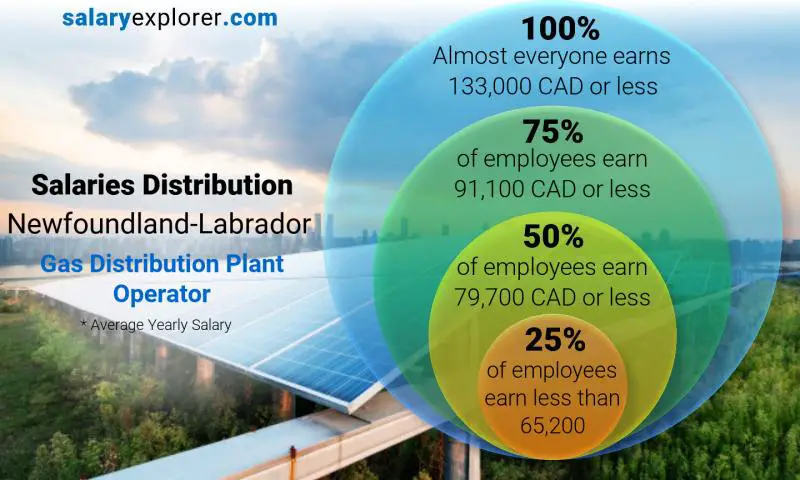 Median and salary distribution Newfoundland-Labrador Gas Distribution Plant Operator yearly