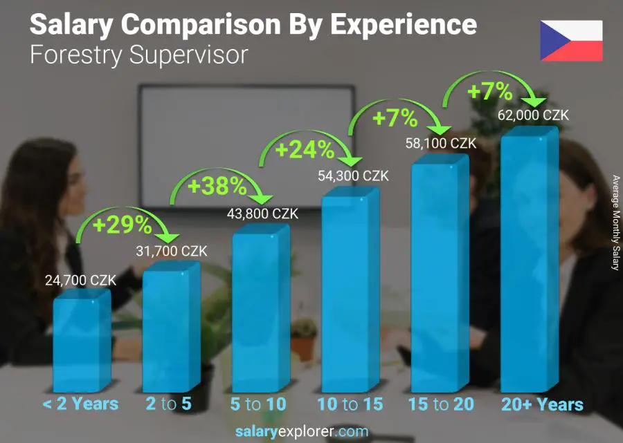 Salary comparison by years of experience monthly Czech Republic Forestry Supervisor