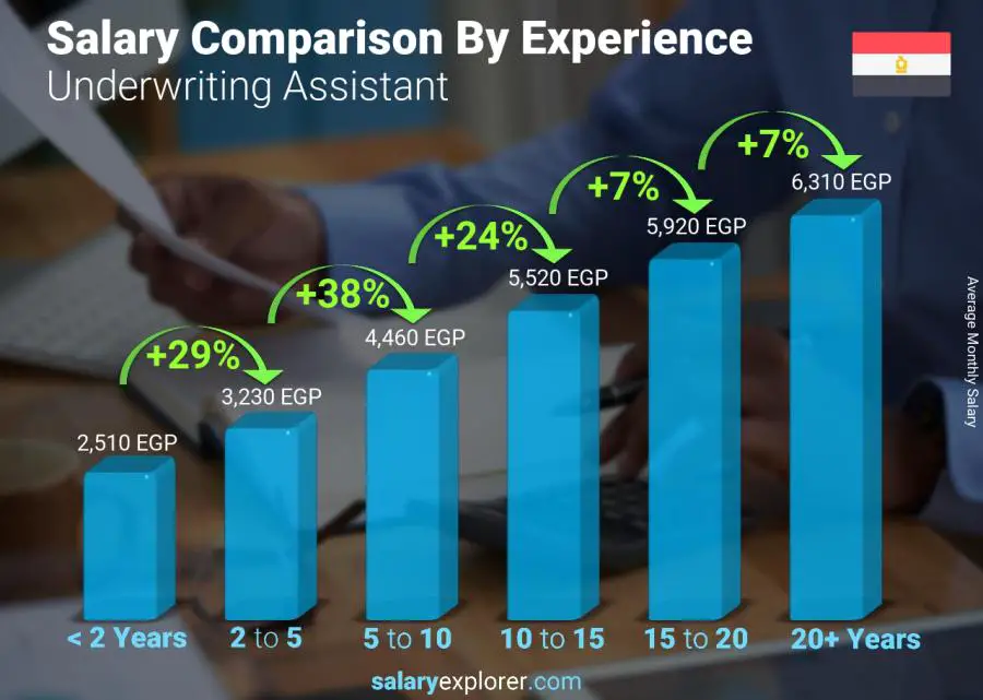 Salary comparison by years of experience monthly Egypt Underwriting Assistant