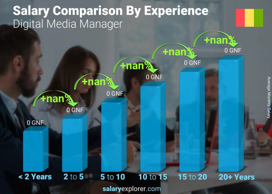 Salary comparison by years of experience monthly Guinea Digital Media Manager