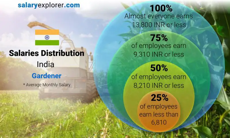 Median and salary distribution India Gardener monthly