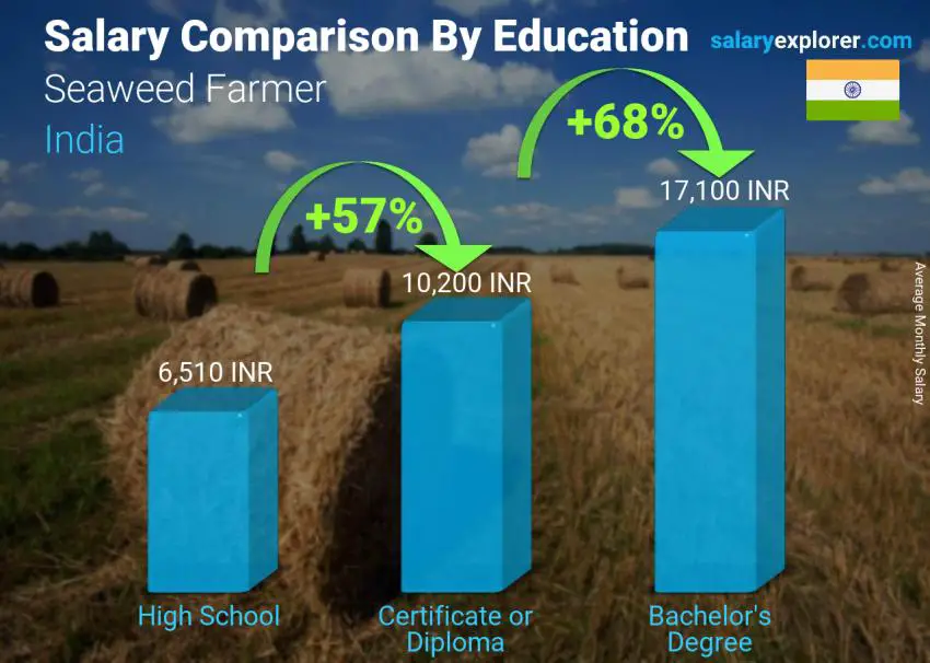 Salary comparison by education level monthly India Seaweed Farmer