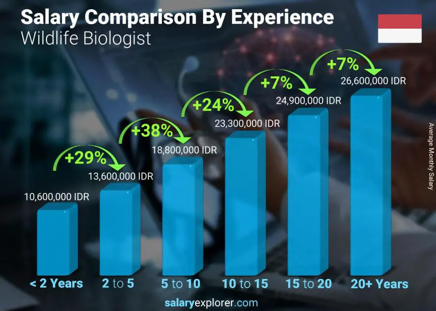 Salary comparison by years of experience monthly Indonesia Wildlife Biologist