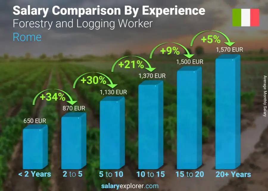 Salary comparison by years of experience monthly Rome Forestry and Logging Worker