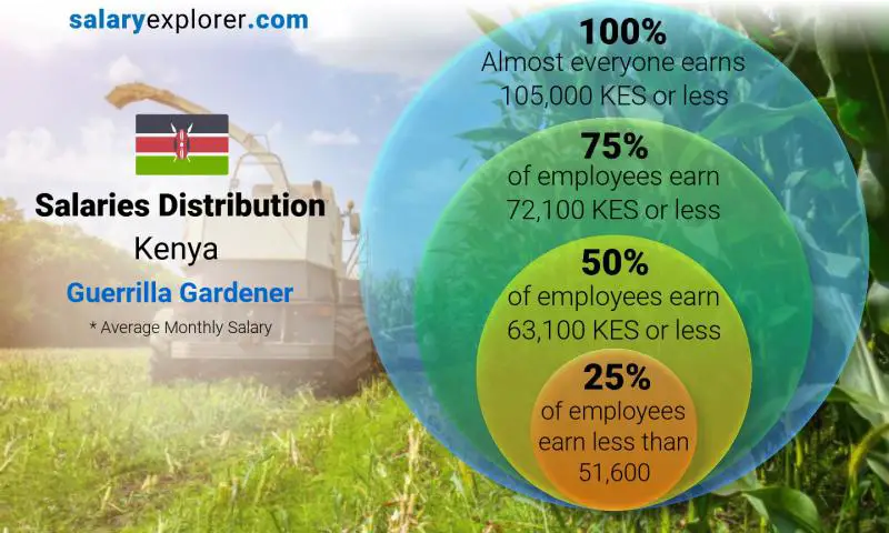 Median and salary distribution Kenya Guerrilla Gardener monthly