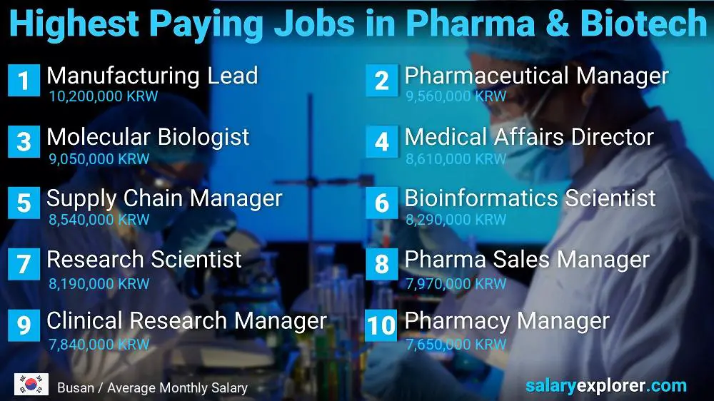 Highest Paying Jobs in Pharmaceutical and Biotechnology - Busan