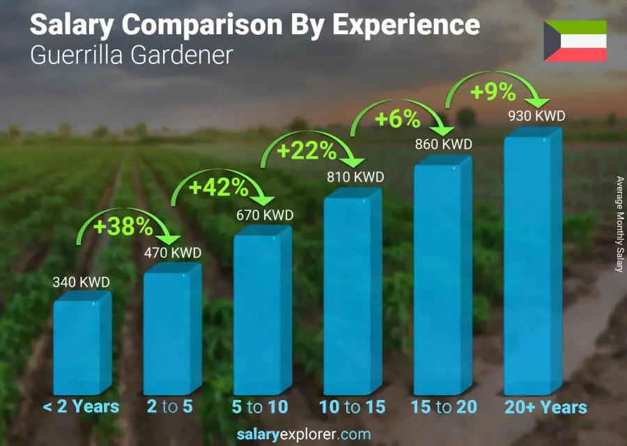 Salary comparison by years of experience monthly Kuwait Guerrilla Gardener