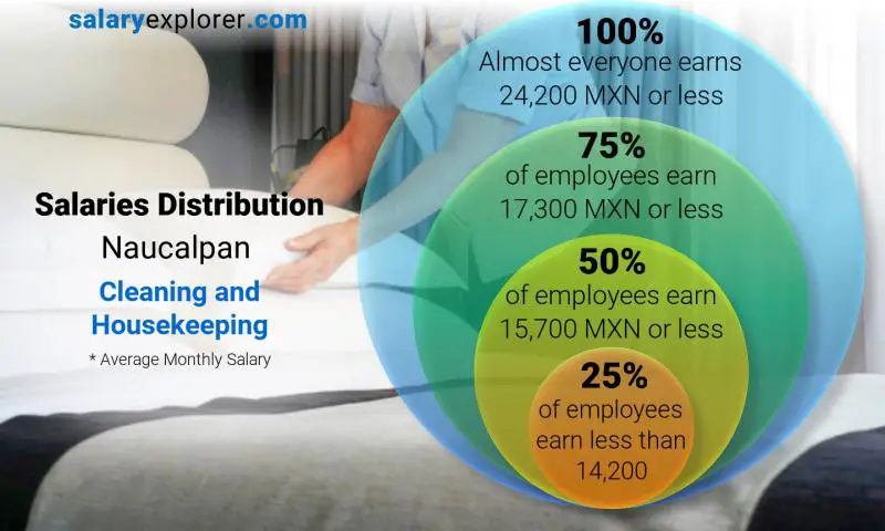 Median and salary distribution Naucalpan Cleaning and Housekeeping monthly