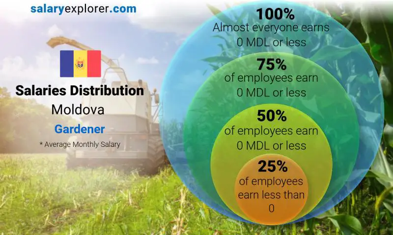 Median and salary distribution Moldova Gardener monthly