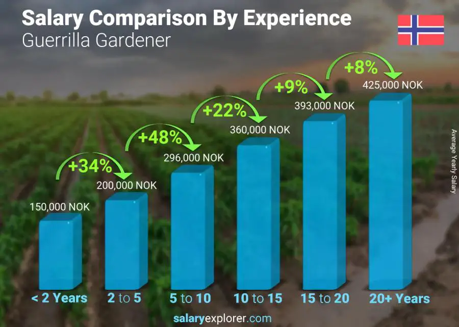 Salary comparison by years of experience yearly Norway Guerrilla Gardener