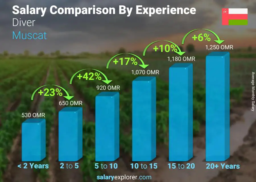 Salary comparison by years of experience monthly Muscat Diver