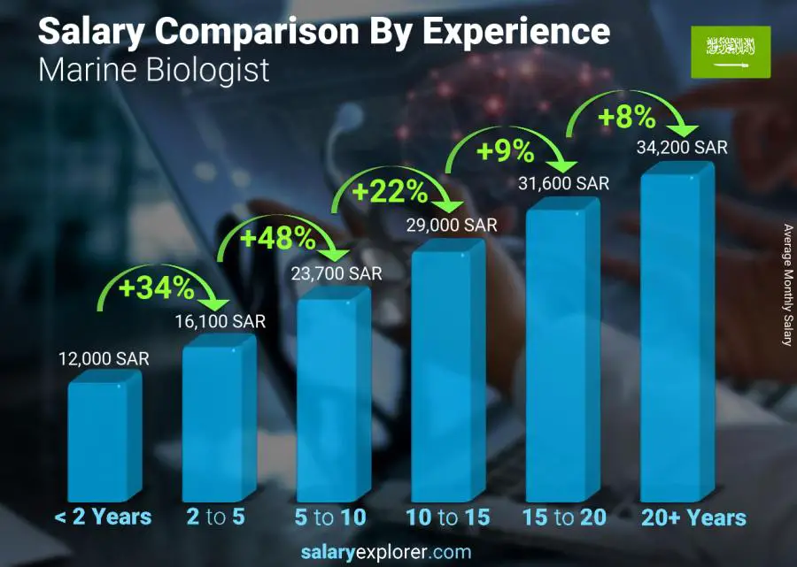 Salary comparison by years of experience monthly Saudi Arabia Marine Biologist