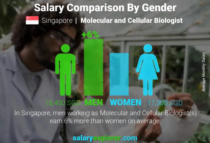 Salary comparison by gender Singapore Molecular and Cellular Biologist monthly