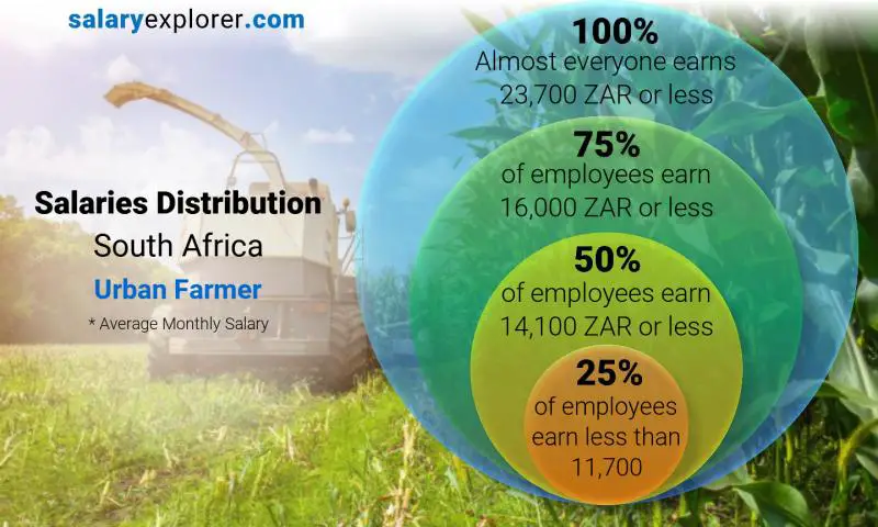 Median and salary distribution South Africa Urban Farmer monthly