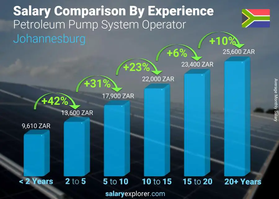 Salary comparison by years of experience monthly Johannesburg Petroleum Pump System Operator