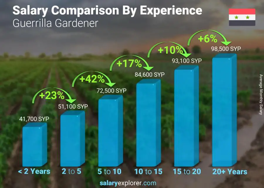 Salary comparison by years of experience monthly Syria Guerrilla Gardener