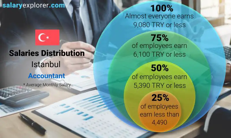 Median and salary distribution Istanbul Accountant monthly