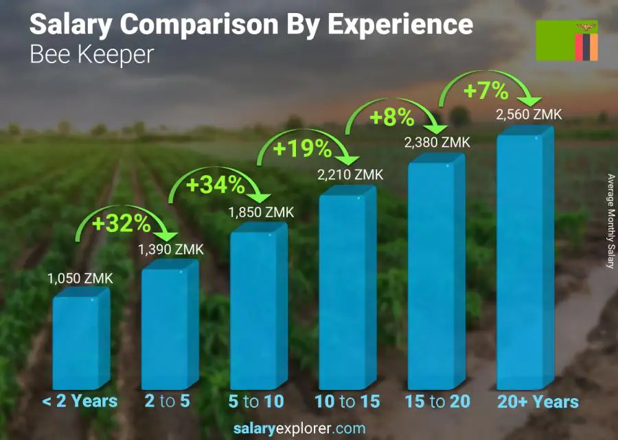 Salary comparison by years of experience monthly Zambia Bee Keeper