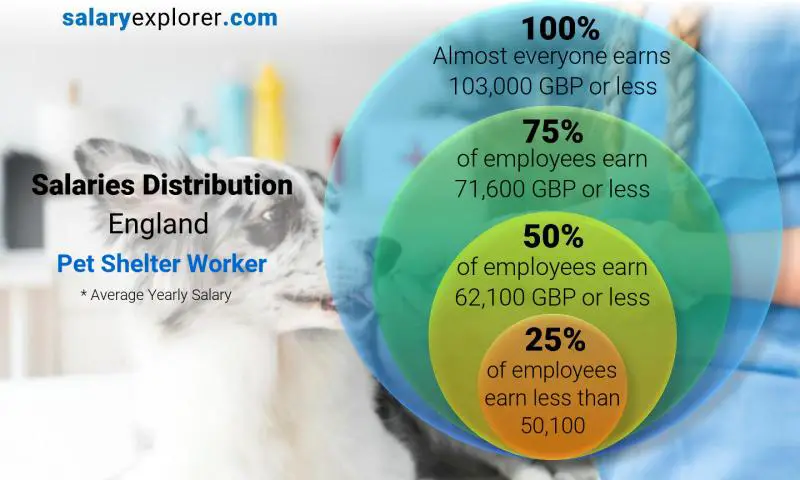 Mediana y distribución salarial Inglaterra Trabajador de refugio de mascotas anual