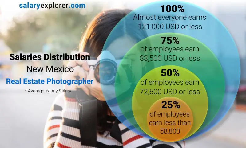 Mediana y distribución salarial Nuevo Mexico Fotógrafo inmobiliario anual