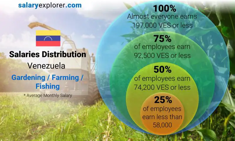 Mediana y distribución salarial Venezuela Jardinería / Agricultura / Pesca mensual