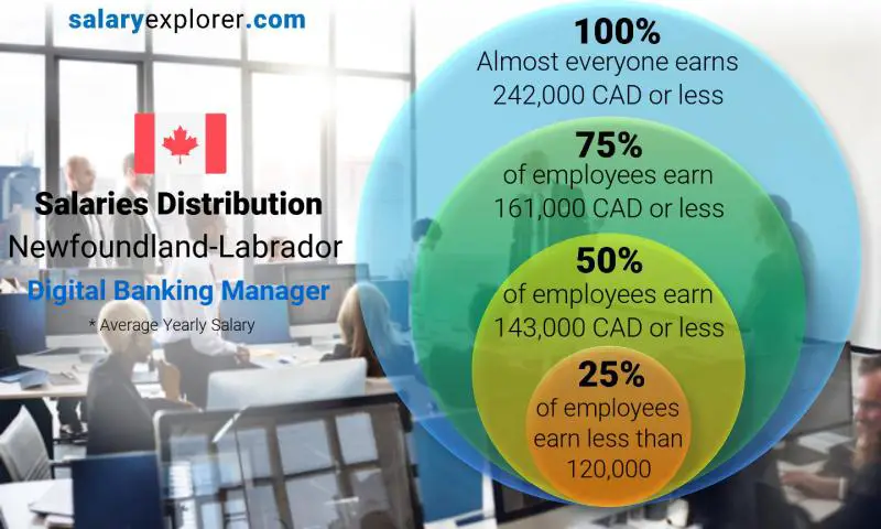 Répartition médiane et salariale Terre-Neuve-Labrador Responsable Banque Digitale annuel